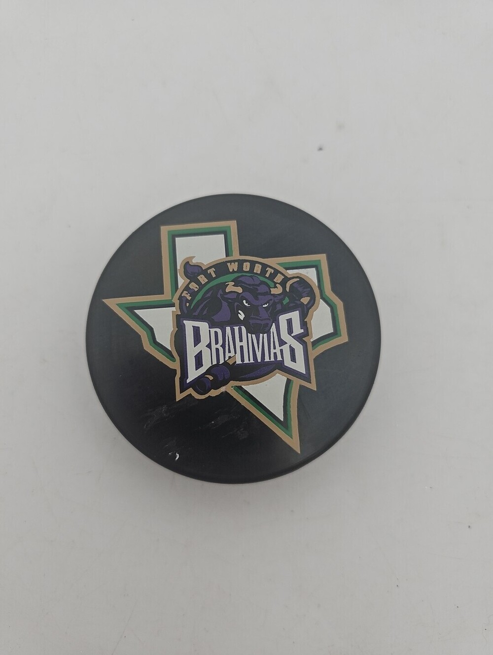 Fort Worth Brahmas Hockey Puck Defunct CHL WPHL Texas Minor League